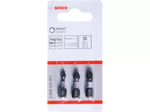 BOSCH Bithegy készlet 3 részes PZ1 / PZ2 / PZ3 x 25 mm Impact Control