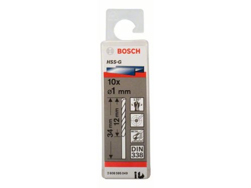 BOSCH Csigafúró 1,0 x 34/12 mm 135° HSS-G DIN 338 (10 db)