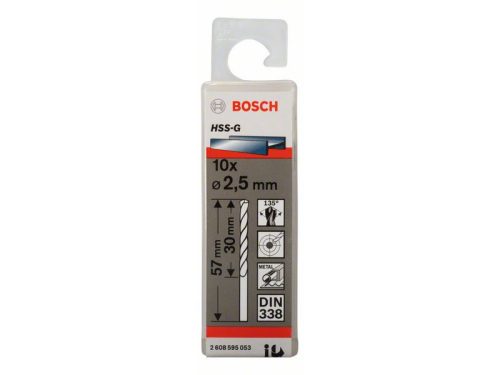 BOSCH Csigafúró 2,5 x 57/30 mm 135° HSS-G DIN 338 (10 db)