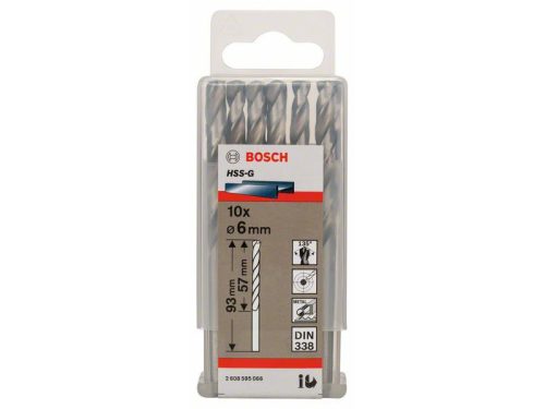 BOSCH Csigafúró 6,0 x 93/57 mm 135° HSS-G DIN 338 (10 db)
