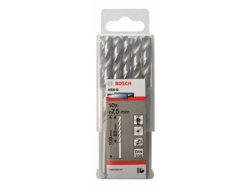 BOSCH Csigafúró 7,5 x 109/69 mm 135° HSS-G DIN 338 (10 db)