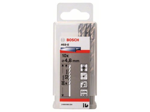 BOSCH Csigafúró 4,8 x 86/52 mm 135° HSS-G DIN 338 (10 db)