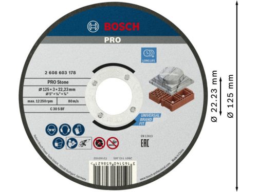 BOSCH PRO Vágókorong kőre 125 x 3,0 x 22,2 mm C 30 S BF