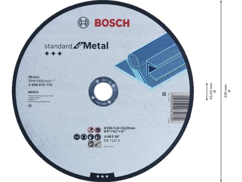 BOSCH Vágókorong fémre 230 x 1,9 x 22,2 mm A 46 S BF