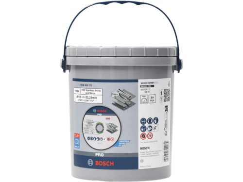 BOSCH PRO Vágókorong inox/fémre 115 x 1,0 x 22,2 mm St. Steel & Metal vödrös kiszerelés (100 db)