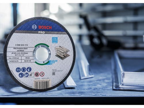 BOSCH PRO Vágókorong inox/fémre 125 x 1,6 x 22,2 mm St. Steel & Metal vödrös kiszerelés (100 db)