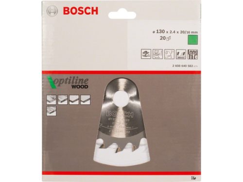 BOSCH Fűrésztárcsa fához 130 x 20/16 x 2,4 mm / 20T Optiline Wood ATB