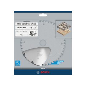   BOSCH PRO Fűrésztárcsa fához 190 x 30 x 2,6 mm / 12T Construct Wood