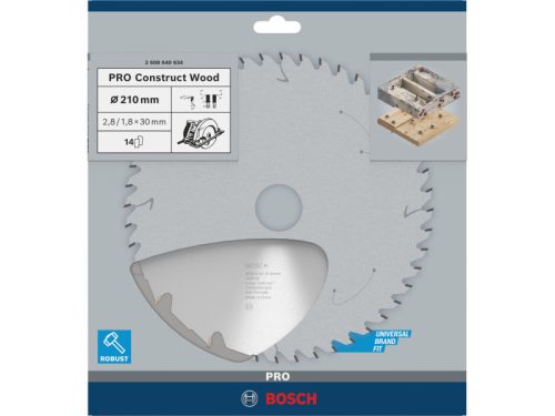 BOSCH PRO Fűrésztárcsa fához 210 x 30 x 2,8 mm / 14T Construct Wood
