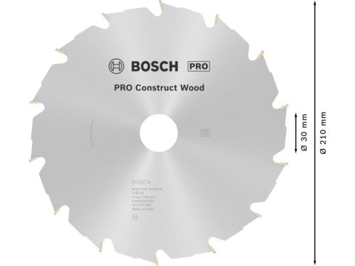 BOSCH PRO Fűrésztárcsa fához 210 x 30 x 2,8 mm / 14T Construct Wood