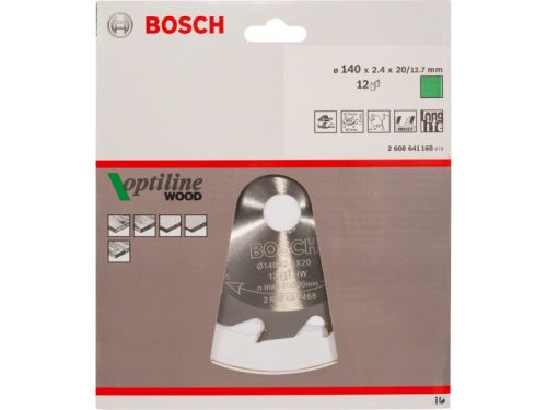 BOSCH Fűrésztárcsa fához 140 x 20/12,7 x 2,4 mm / 12T Optiline Wood ATB