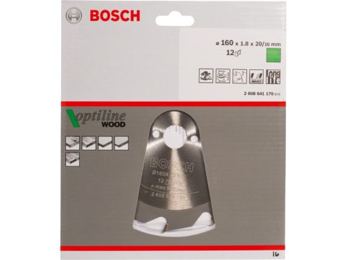 BOSCH Fűrésztárcsa fához 160 x 20/16 x 1,8 mm / 12T Optiline Wood ATB