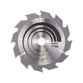   BOSCH Fűrésztárcsa fához 160 x 20/16 x 2,6 mm / 12T Optiline Wood ATB