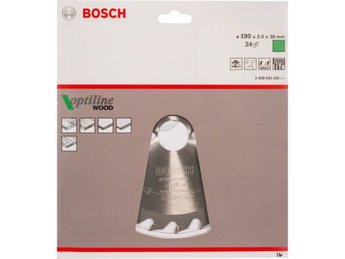 BOSCH Fűrésztárcsa fához 190 x 30 x 2,0 mm / 24T Optiline Wood ATB