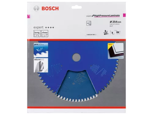 BOSCH Fűrésztárcsa laminált lapokhoz 254 x 30 x 2,8 mm / 80T Expert for High Pressure Laminate