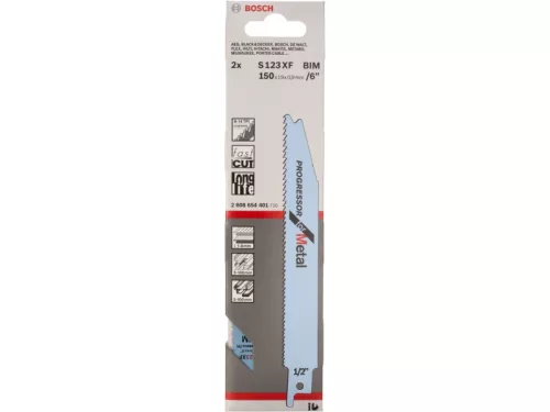 BOSCH Szablyafűrészlap fémre S 123 XF 150 mm / 8-18TPI bimetál Progressor for Metal (2 db)