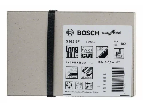 BOSCH Szablyafűrészlap fémre S 922 BF 150 mm / 14TPI bimetál Flexible for Metal (100 db)