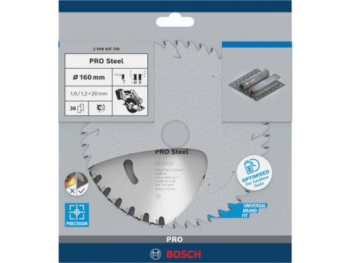 BOSCH PRO Fűrésztárcsa fémre 160 x 20 x 1,6 mm / 36T