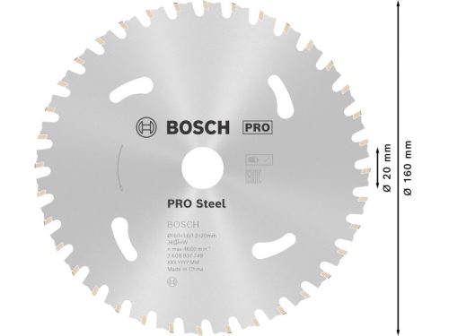BOSCH PRO Fűrésztárcsa fémre 160 x 20 x 1,6 mm / 36T