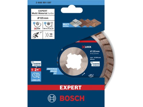 BOSCH EXPERT Gyémánt vágókorong 125 x 2,4 x 12 x 22,2 mm turbo Multi Material X-LOCK (oSa)