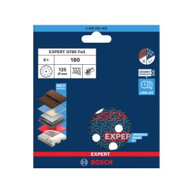   BOSCH EXPERT O780 Foil Tépőzáras csiszolótárcsa 125 mm / P180 kerámiaszemcsés (6 db)