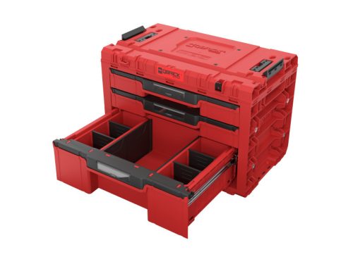 QBRICK SYSTEM PRIME 3 Fiókos szerszámosláda Red Ultra HD