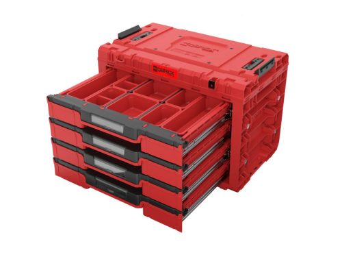 QBRICK SYSTEM PRIME 4 Fiókos szerszámosláda Red Ultra HD