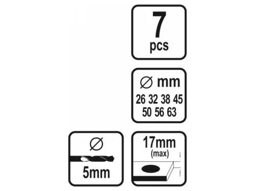 VOREL Körkivágó készlet 7 részes (26-63 mm)