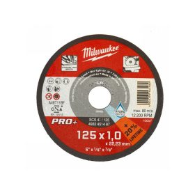   MILWAUKEE Vágókorong fémre 125 x 1,0 x 22,2 mm inox egyenes SC41 PRO+