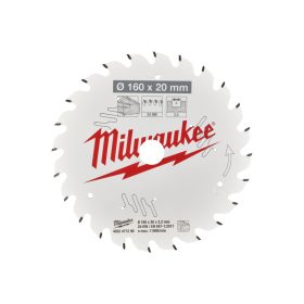 MILWAUKEE Fűrésztárcsa fához 160 x 20 x 2,2 mm /24T ATB