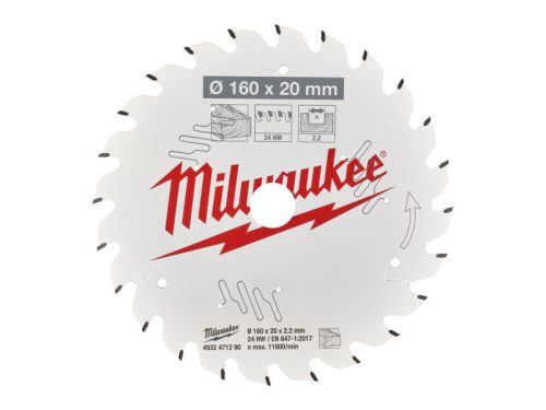 MILWAUKEE Fűrésztárcsa fához 160 x 20 x 2,2 mm /24T ATB