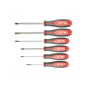   MILWAUKEE Csavarhúzó 3 oldalú markolattal 6 részes (PZ1/PZ2/SL3/SL4/SL5.5/SL6.5)