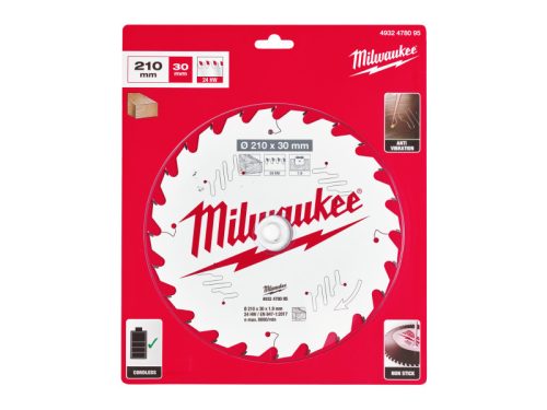 MILWAUKEE Fűrésztárcsa fához 210 x 30 x 1,9 mm /24T ATB