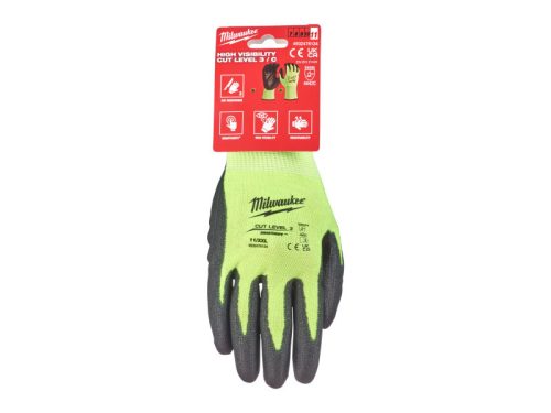MILWAUKEE Munkavédelmi kesztyű vágásbiztos 3-as szint XXL/11 Hi-Vis