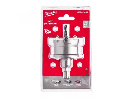 MILWAUKEE TCT Körkivágó 51 mm 3 oldalas befogással inox