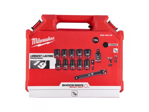 MILWAUKEE Gépi dugókulcs készlet 13 részes 1/2" 10-24 mm CrMo
