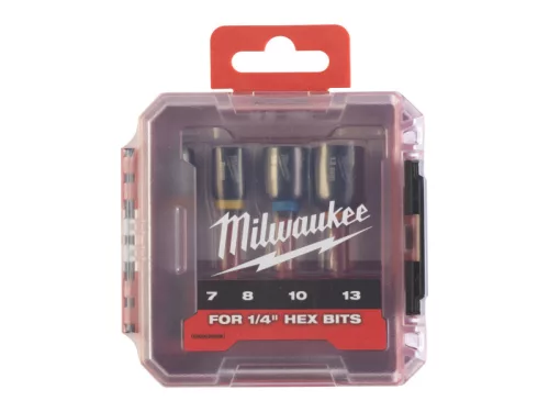 MILWAUKEE SHOCKWAVE™ Csavarbehajtó készlet 4 részes 7 / 8 / 10 / 13 x 65 mm 1/4" Hex mágneses