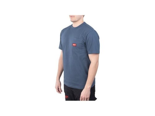 MILWAUKEE Rövid ujjú zsebes póló kék WTSSBLU L