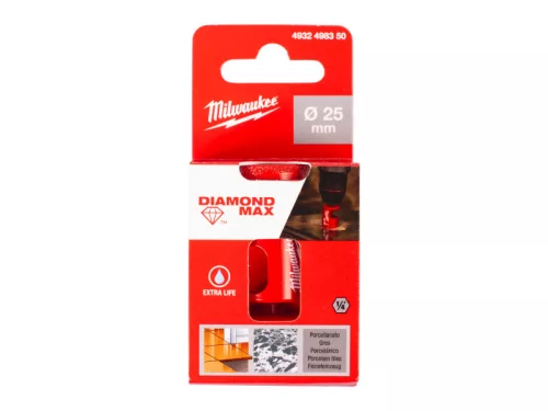 MILWAUKEE Gyémánt körkivágó 25 mm száraz Diamond Plus™ bit befogással