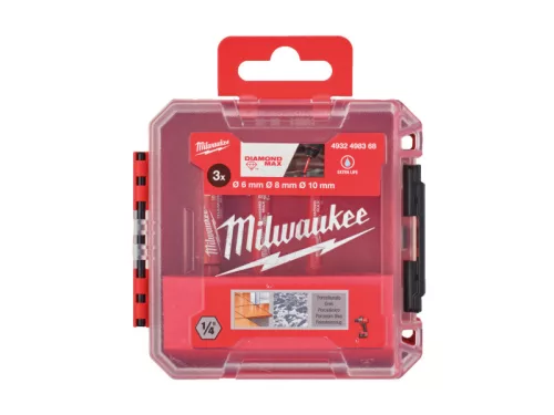 MILWAUKEE Száraz gyémántfúró készlet 3 részes 1/4" HEX (6, 8, 10 mm) DIAMOND MAX™