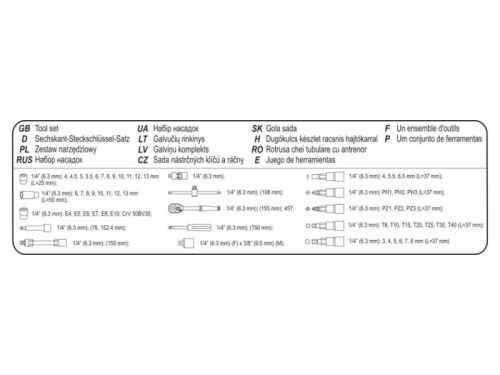 STHOR Dugókulcs készlet 56 részes 1/4" 4-13 mm CrV