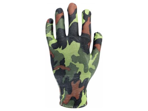 FLO Kertészkesztyű zöld terepmintával 8-as
