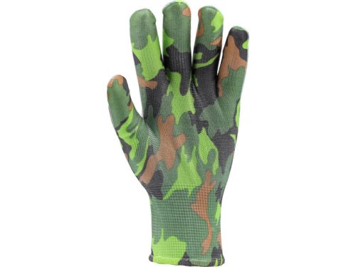 FLO Kertészkesztyű zöld terepmintával 8-as