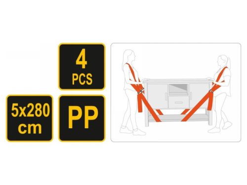 VOREL Bútorszállító heveder készlet 4 részes 50 x 2800 mm