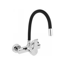   FALA Mosogató csaptelep fali fekete flexibilis csővel + tartozékok