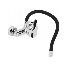   FALA Mosogató csaptelep fali fekete flexibilis csővel + tartozékok