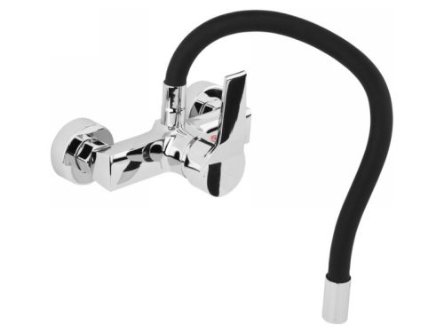 FALA Mosogató csaptelep fali fekete flexibilis csővel + tartozékok