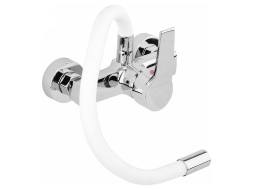 FALA Mosogató csaptelep fali fehér flexibilis csővel + tartozékok