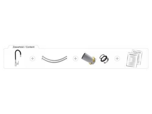 FALA Mosogató csaptelep fekete flexibilis csővel + tartozékok