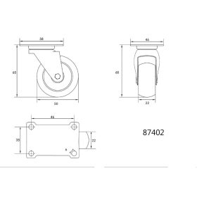 VOREL Ipari kerék forgóvillás 50 mm 25 kg